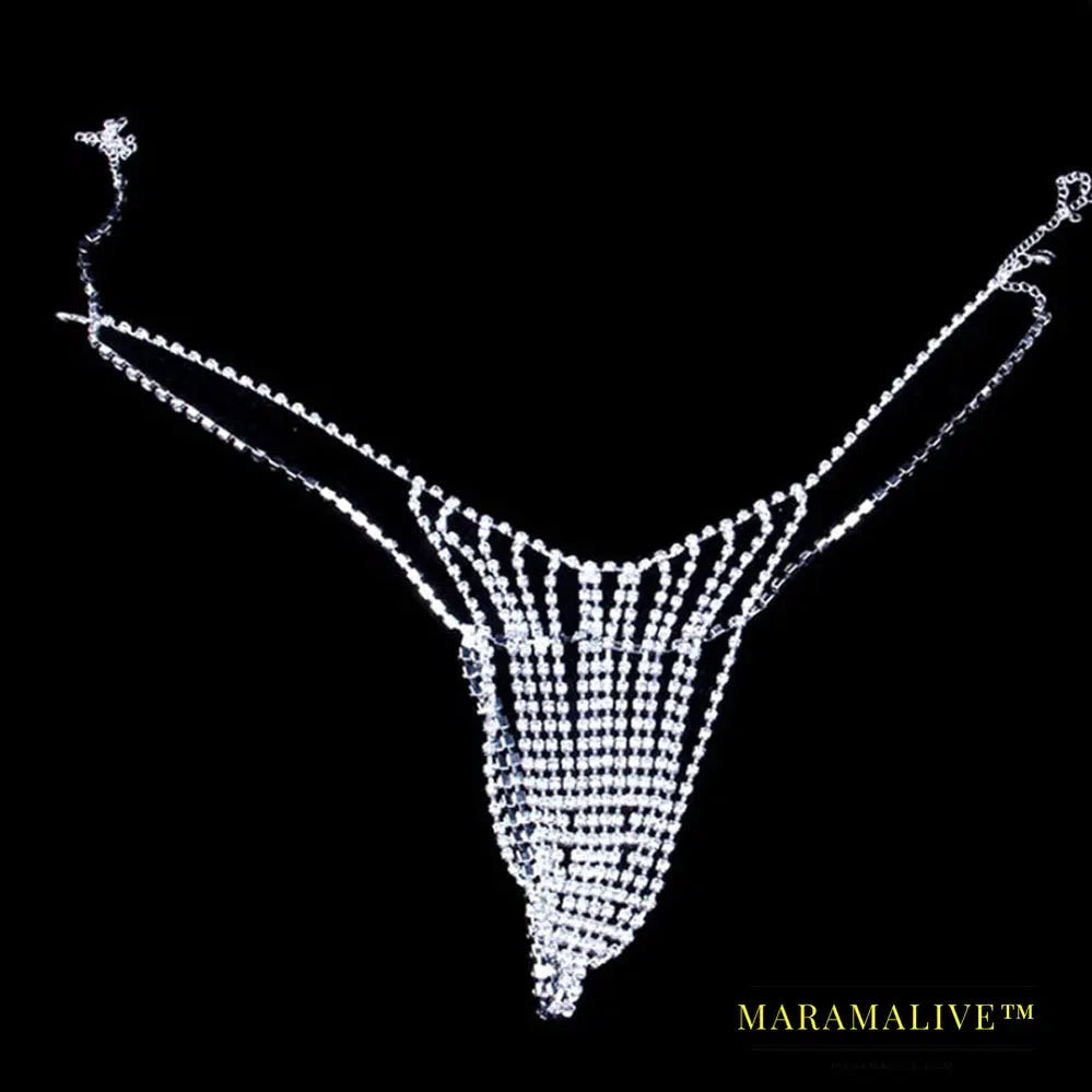 Sexy Rhinestone Underwear Chain Bra and Panties for Women Nightclub Crystal Body Chain Bikini Harness Luxury Jewelry