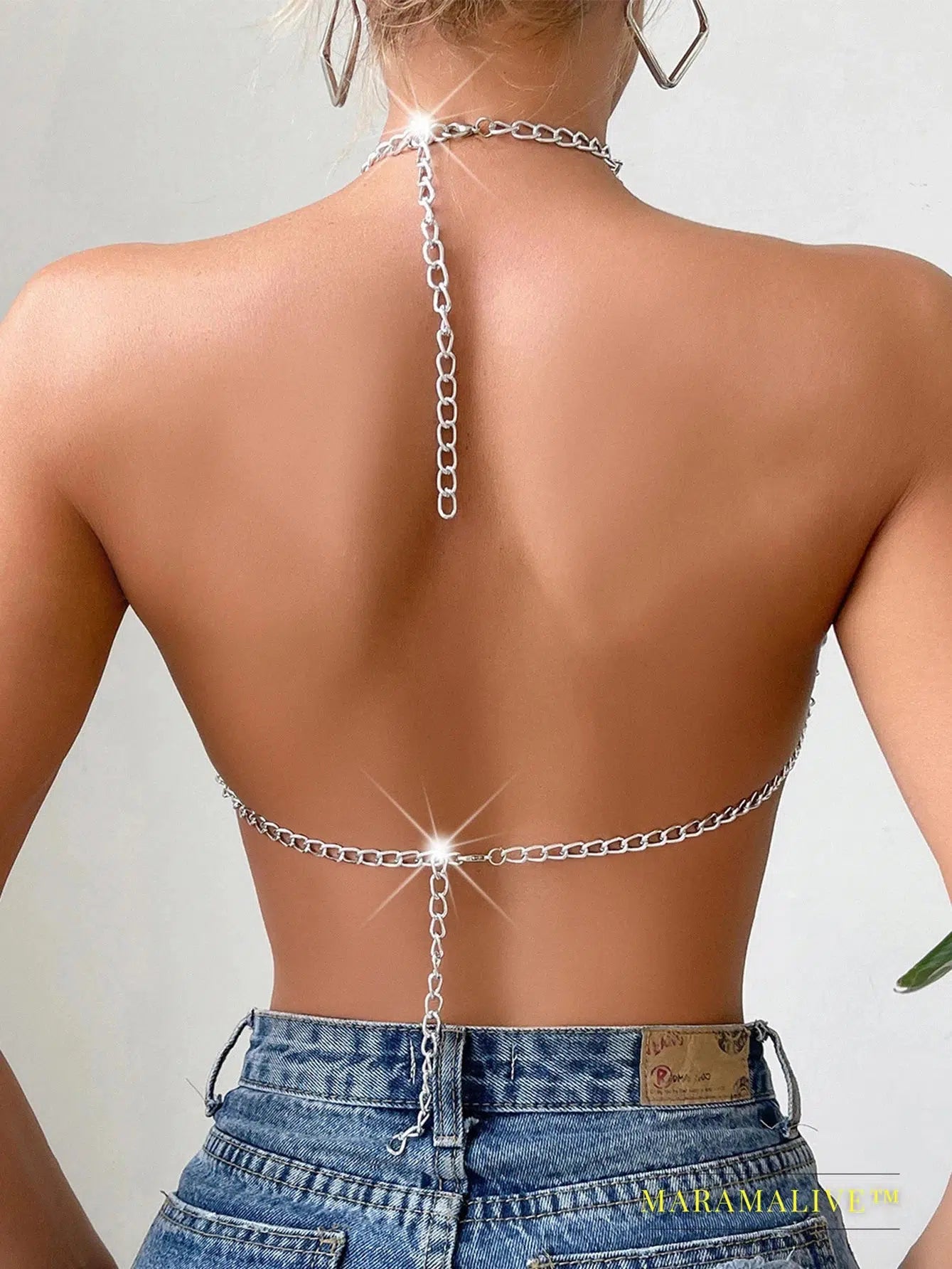 Sexy see through metal rhinestone Crop top women 2023 summer y2k streetwear tank Tops Club beach party halter top rave outfits