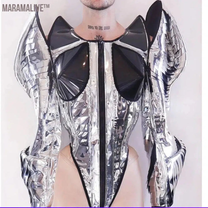 Sharp Shoulder Mirror Bodysuit Drag Costumes Show Party evening singer Drag Queen Club Party Birthday Special Occasion rave