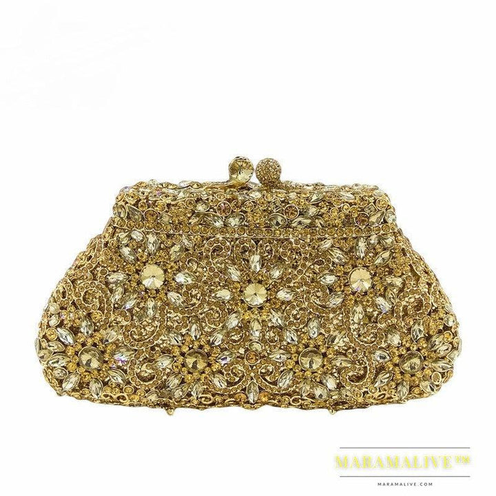 Shell-shaped Metal Diamond-studded Rhinestone Dinner Bag