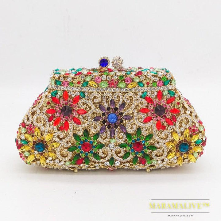 Shell-shaped Metal Diamond-studded Rhinestone Dinner Bag