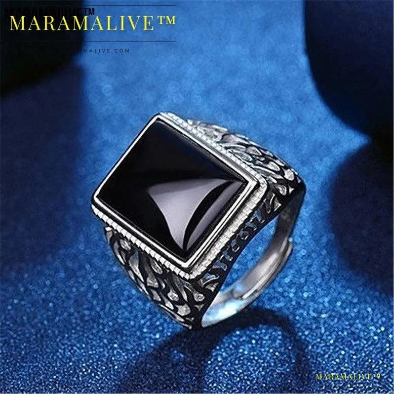 Silver Plated Black Onyx Men Ring