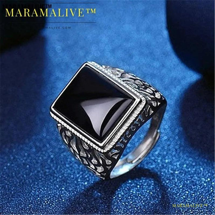 Silver Plated Black Onyx Men Ring