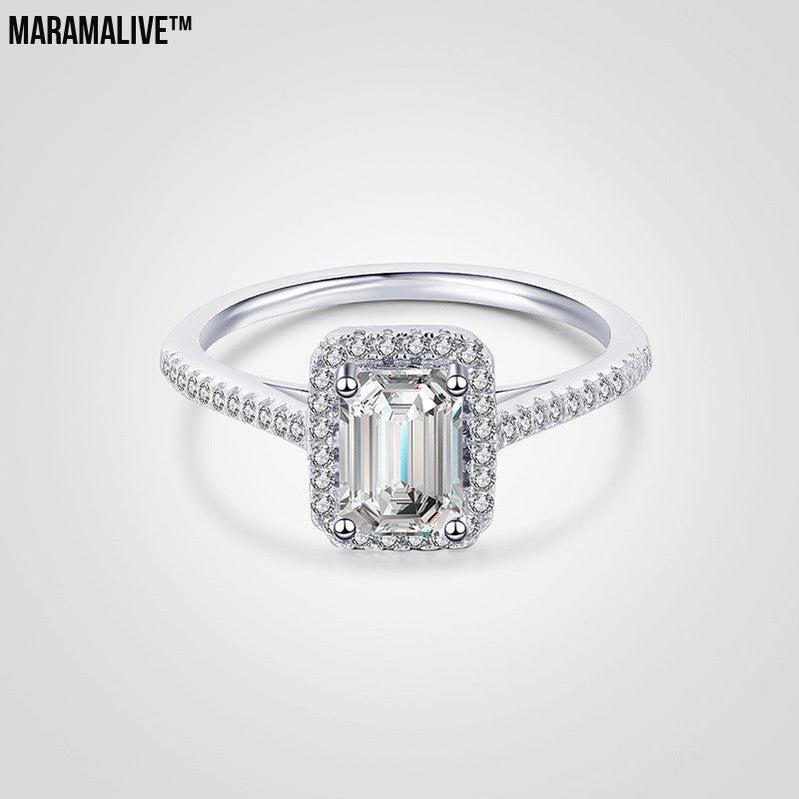 Silver Plated Platinum D Color Wedding Ring For Women