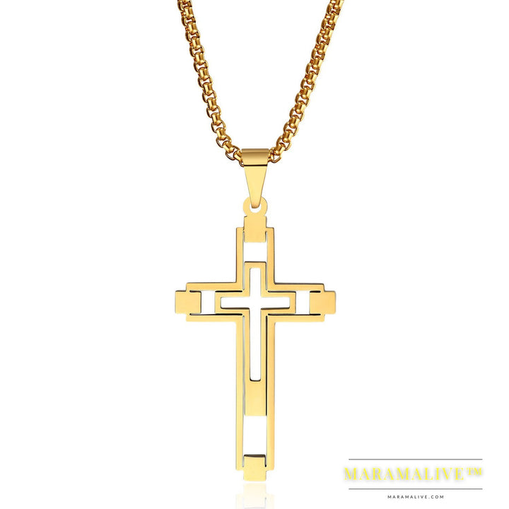 Simple Fashion Hollow Cross Titanium Steel