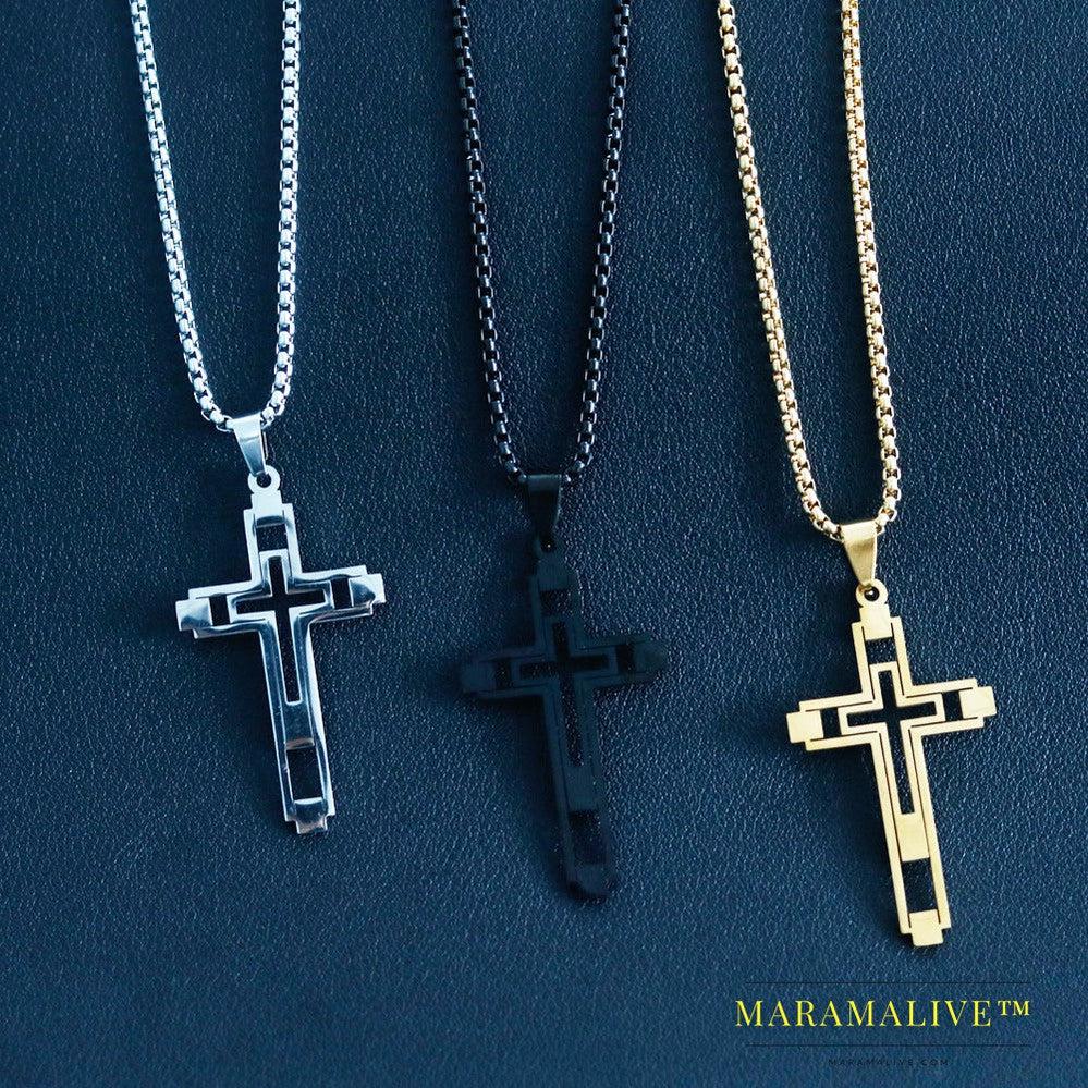 Simple Fashion Hollow Cross Titanium Steel