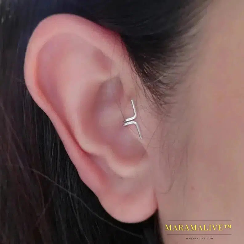 Single Unique New Alloy Branch Tragus Piercing Earring For Women Clip Earing 2024 Also Can Be Nose Ring