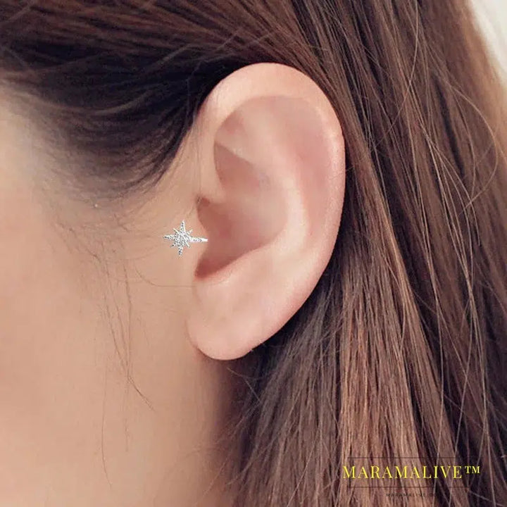 Single Unique New Alloy Branch Tragus Piercing Earring For Women Clip Earing 2024 Also Can Be Nose Ring