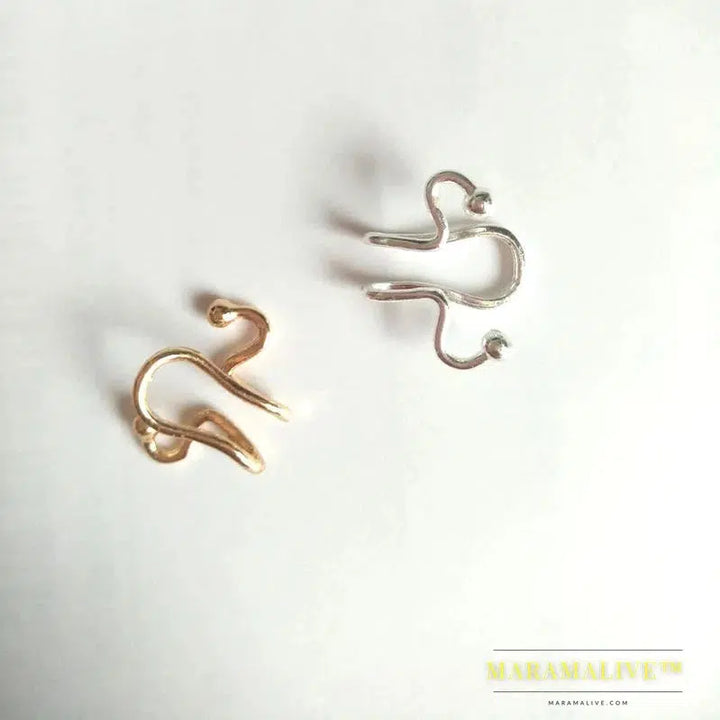 Single Unique New Alloy Branch Tragus Piercing Earring For Women Clip Earing 2024 Also Can Be Nose Ring