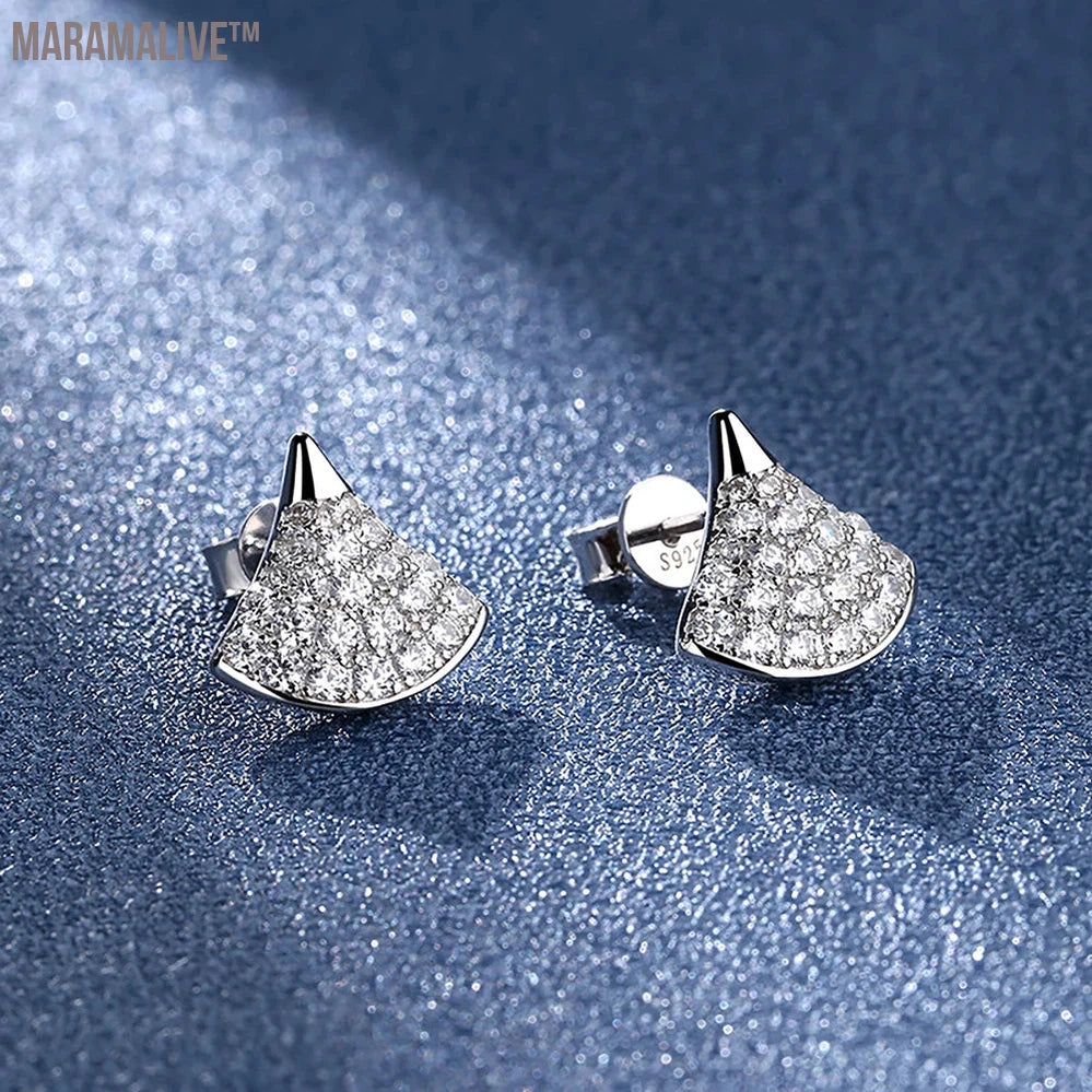 Skirt Fan-Shaped Moissanite Stud Earrings 0.76CT D VVS1 Lab Diamond S925 Sterling Silver Earring Fine Jewelry For Women Gift