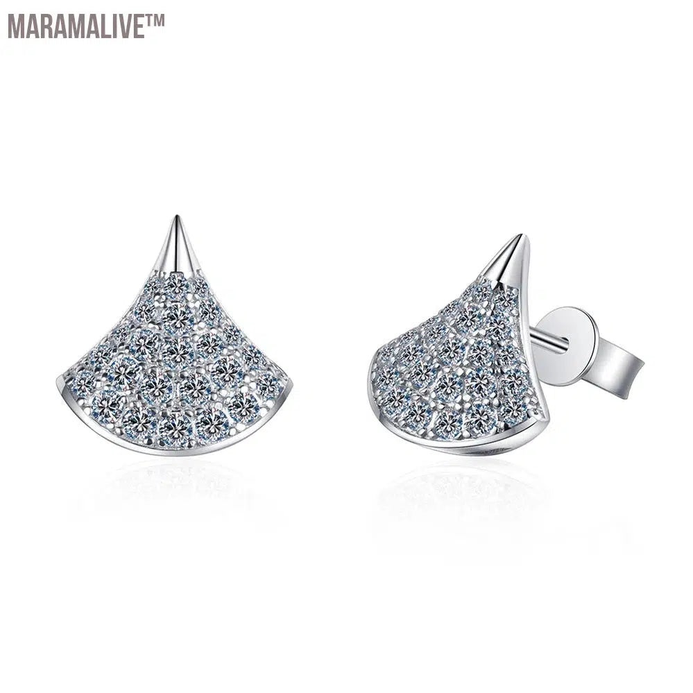 Skirt Fan-Shaped Moissanite Stud Earrings 0.76CT D VVS1 Lab Diamond S925 Sterling Silver Earring Fine Jewelry For Women Gift