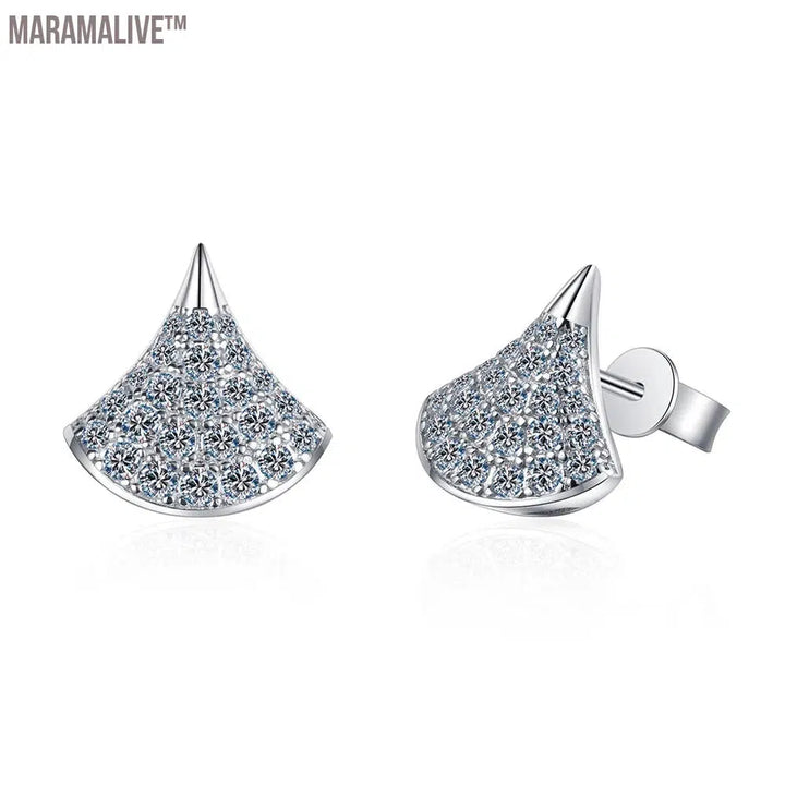 Skirt Fan-Shaped Moissanite Stud Earrings 0.76CT D VVS1 Lab Diamond S925 Sterling Silver Earring Fine Jewelry For Women Gift