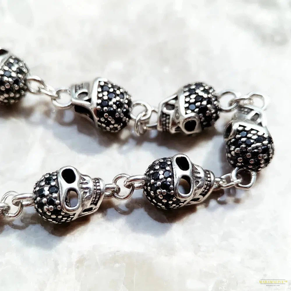 Skull Bracelet - Pave Link Chain Bracelet For Women Men Punk Jewelry