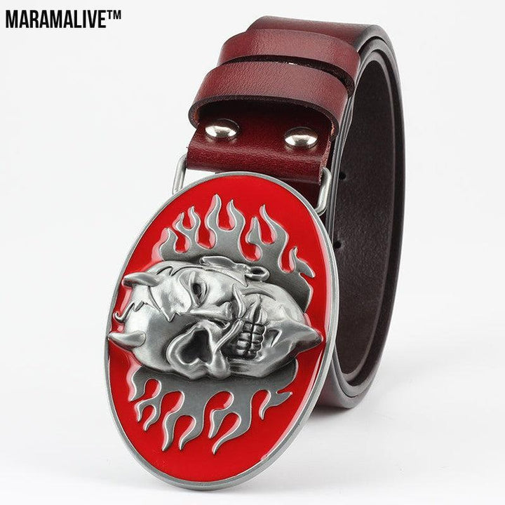 Skull Skin Buckle Leather Big Head Retro Ghost