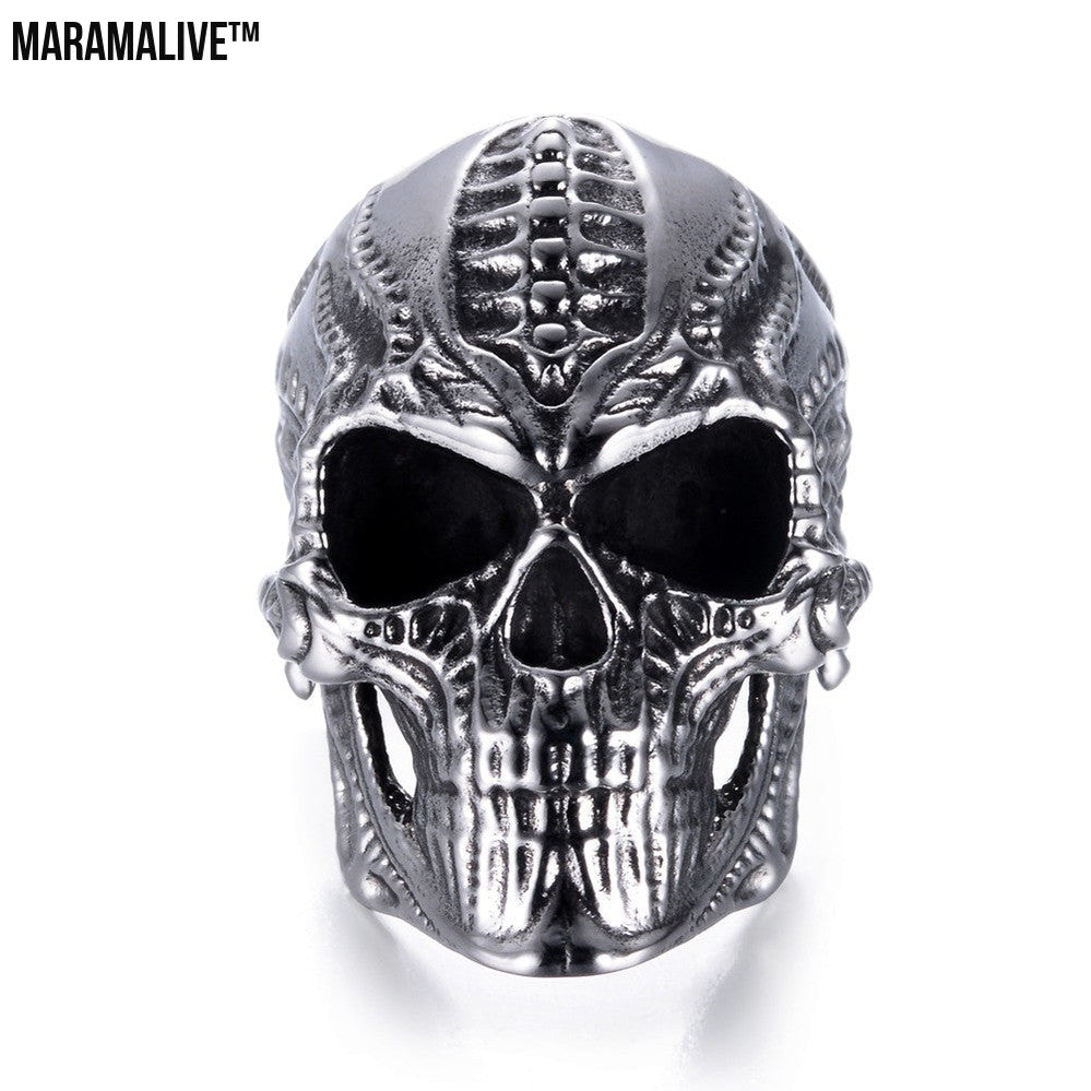 Skull punk ring hip-hop male ring