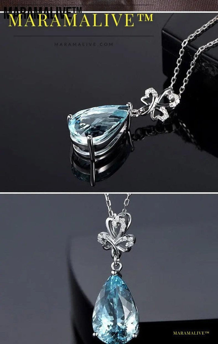 Sky Blue Topaz Crystal Necklace