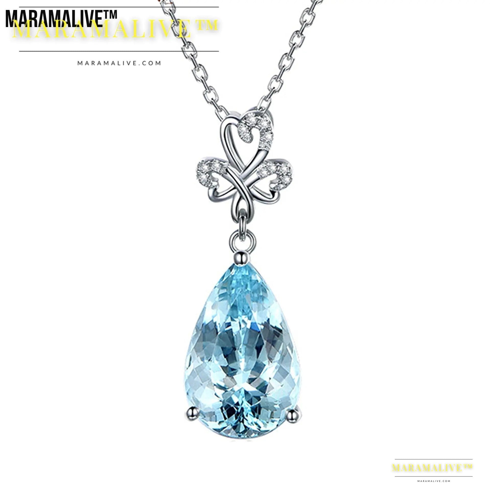 Sky Blue Topaz Crystal Necklace