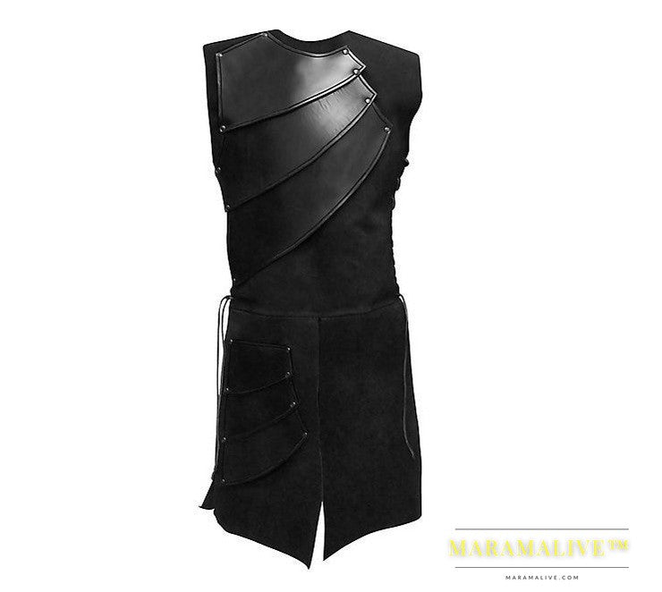 Sleeveless Side Strap Crew Neck Stitching Men's Medieval Clothing