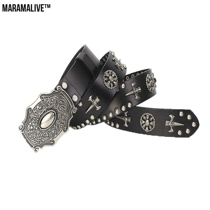 Smooth Buckle Skull Hip Hop Belt Men personality