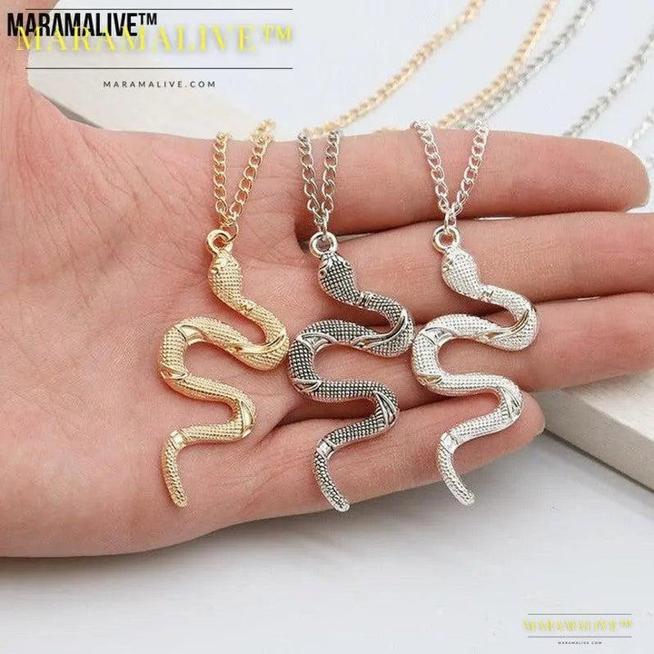 Snake Dangle Pendant Necklace - Minimalist Style, Trendy Birthday Gift