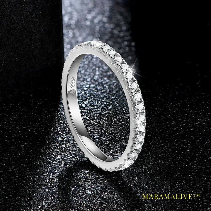 Solid 925 Sterling Silver Rings for Women Moissanite Full Eternity Wedding Band Engagement Wedding Ring Fine Jewelry