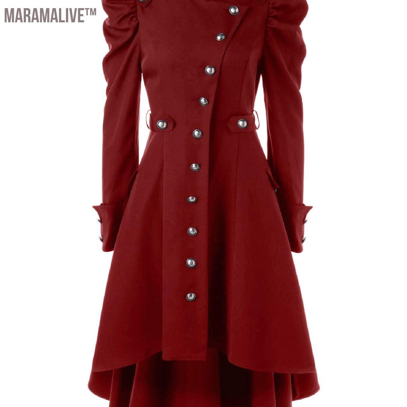 Solid Double Breasted Pea Coat, Belted Buckle Spring Mid-Long Lapel Outerwear, Women's Clothing