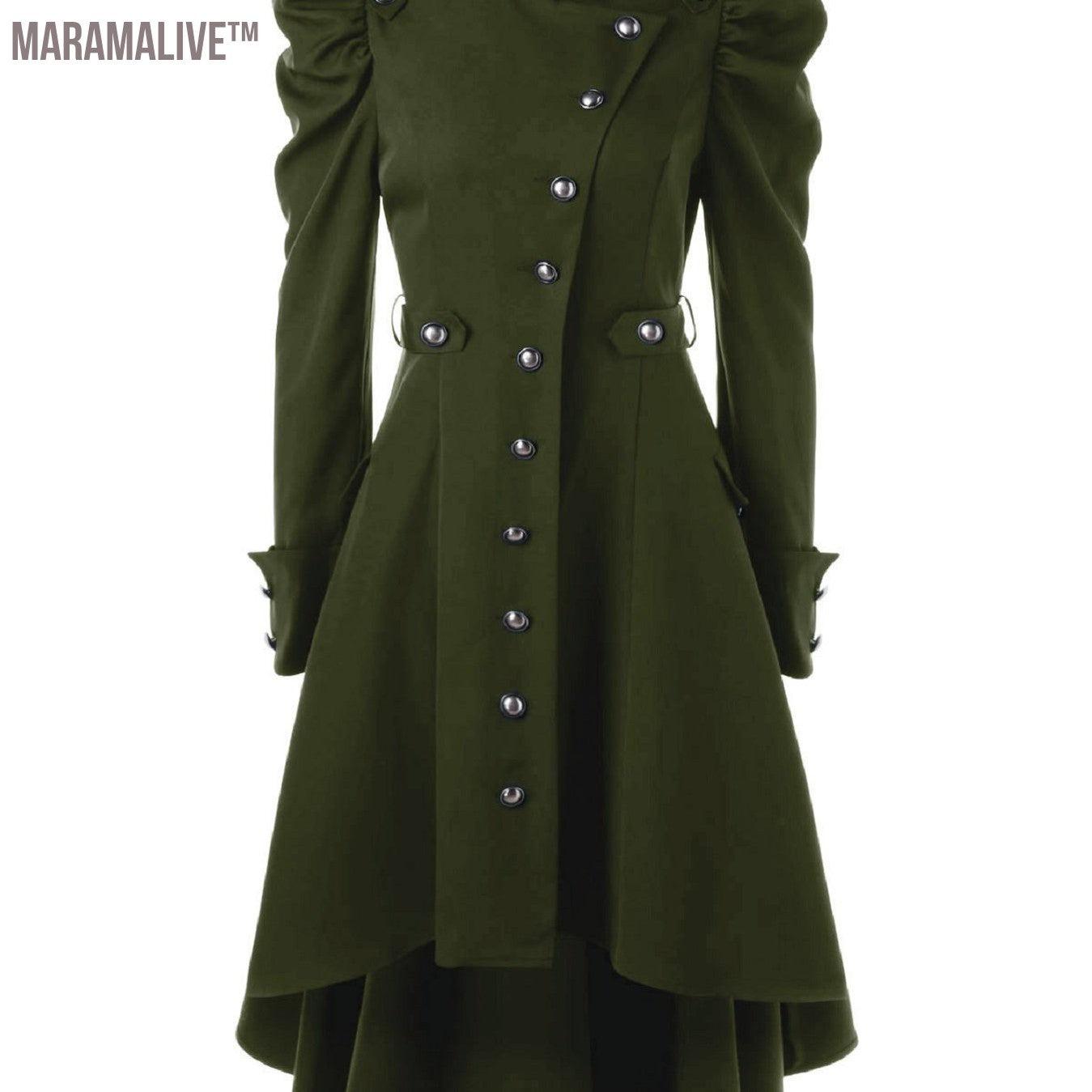 Solid Double Breasted Pea Coat, Belted Buckle Spring Mid-Long Lapel Outerwear, Women's Clothing