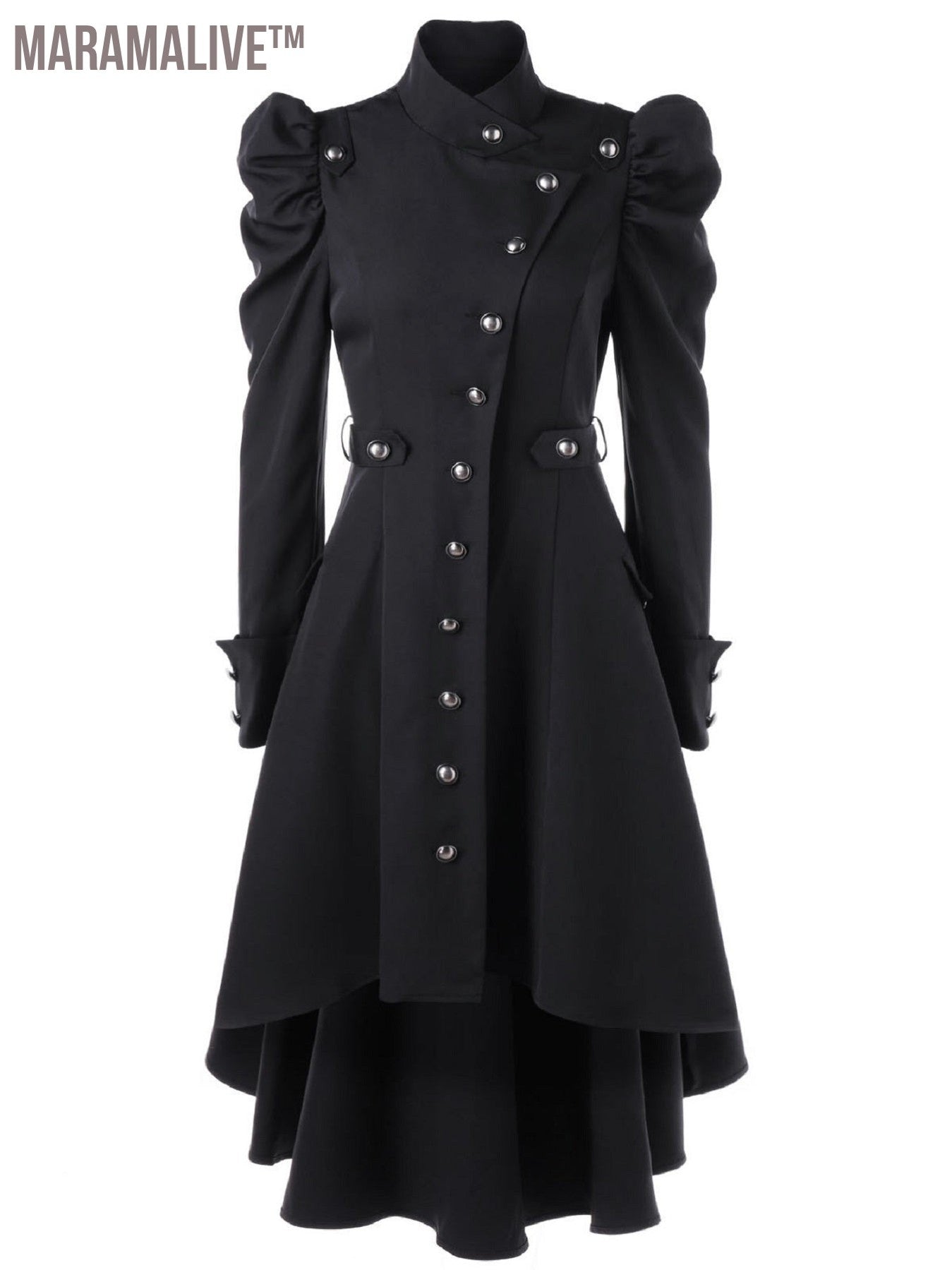 Solid Double Breasted Pea Coat, Belted Buckle Spring Mid-Long Lapel Outerwear, Women's Clothing