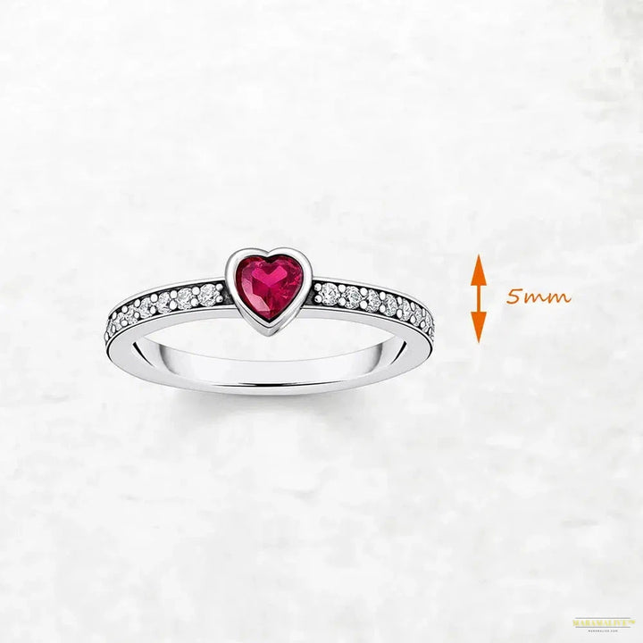 Solitaire Ring Pink Heart Europe Style Romantic Fine Jewerly For Women New Love Gift In Real 925 Sterling Silver