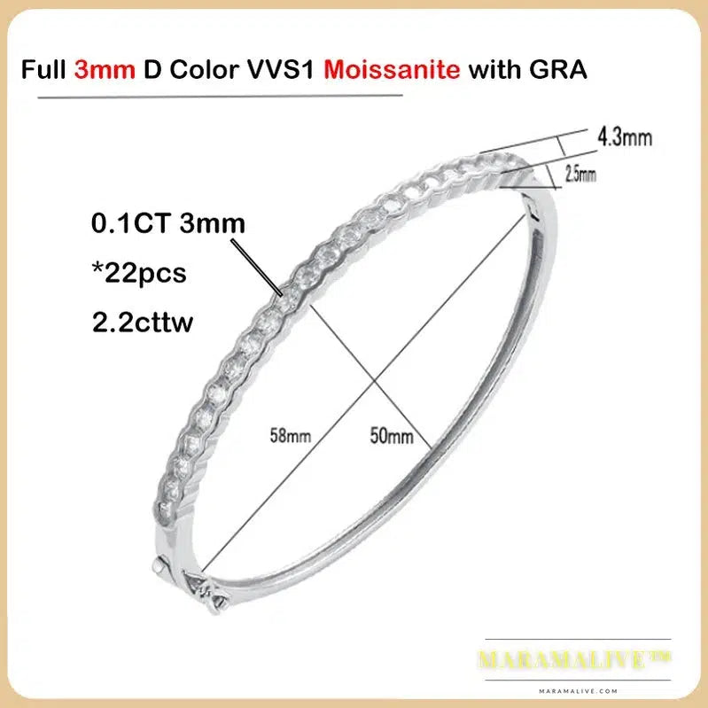 Sparkling D Color 3/4mm Full Moissanite Tennis Bracelet Bangle For Women 925 Silver Plated 18K Diamond Link Chain Bracelets