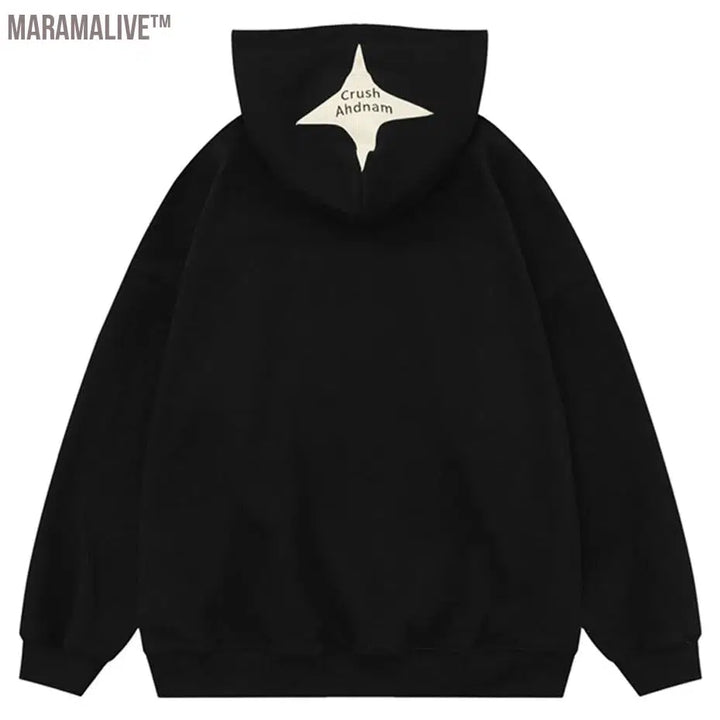 Spider Embroidery Pullover Hoodies 2024 Men Harajuku Oversized Hip Hop Hoodie Black Beige Loose Casual Sweatshirts Y2K