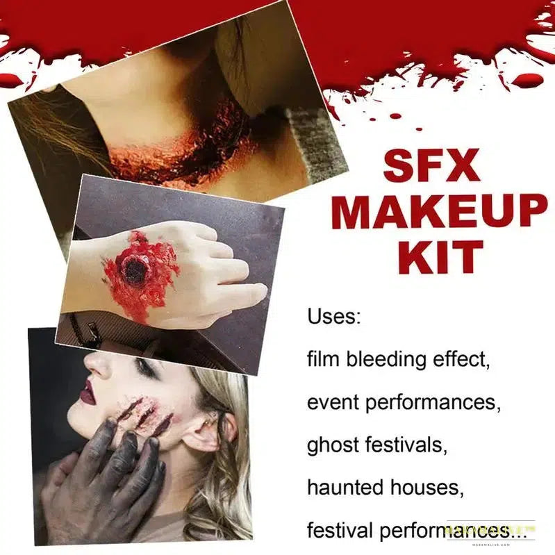 Spooktacular Halloween Wound Scar Wax Makeup Kit: Face & Body Paint with Spooky Dark Accessories