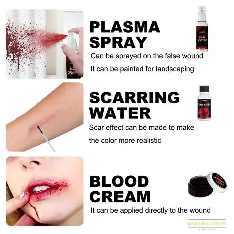 Spooktacular Halloween Wound Scar Wax Makeup Kit: Face & Body Paint with Spooky Dark Accessories