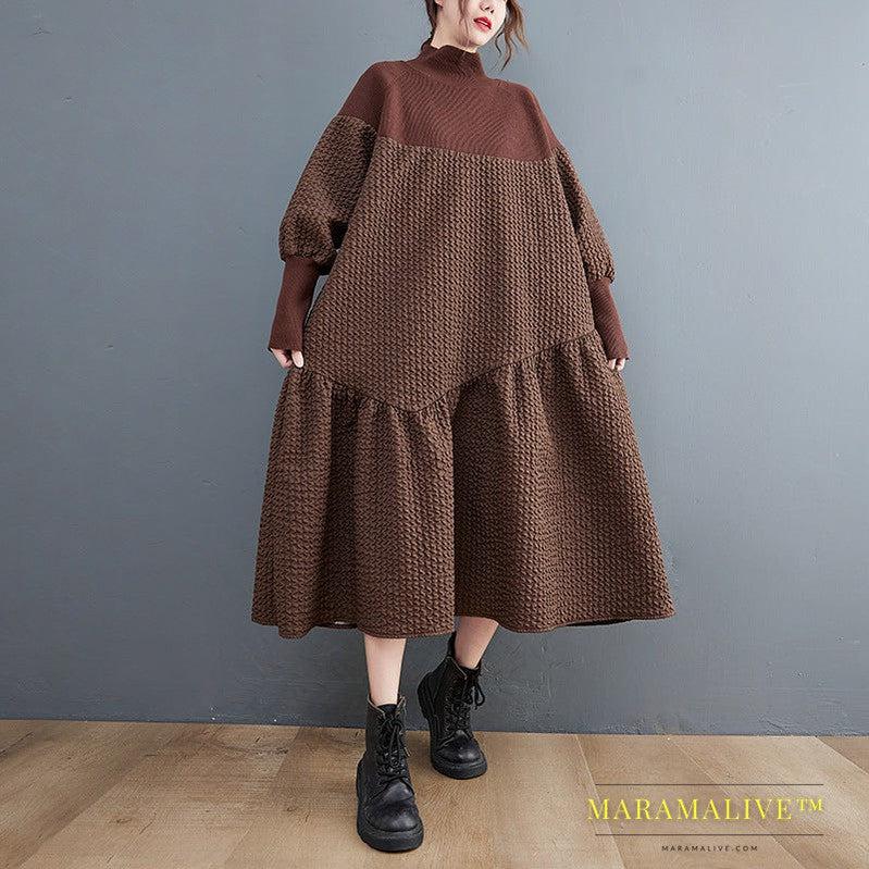 Spring And Autumn Large Size Loose Comfortable Fashion Mid-length Casual Long-sleeved Dress