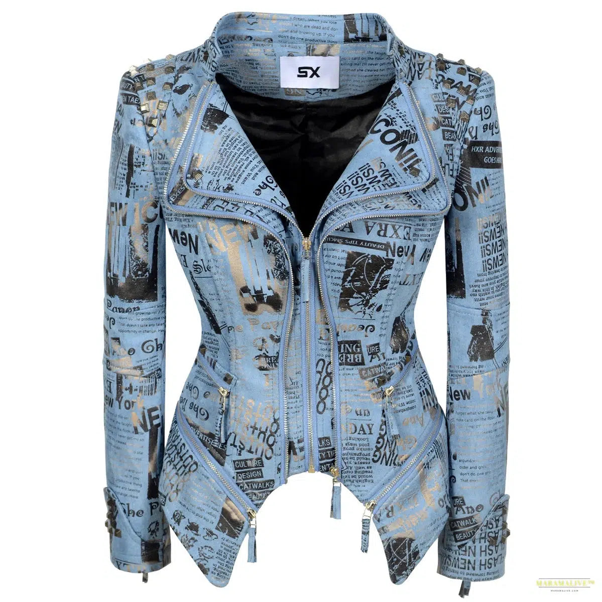 Spring autumn denim rivet punk Short Slim fit jacket motorcycle Windbreaker zipper outerwear