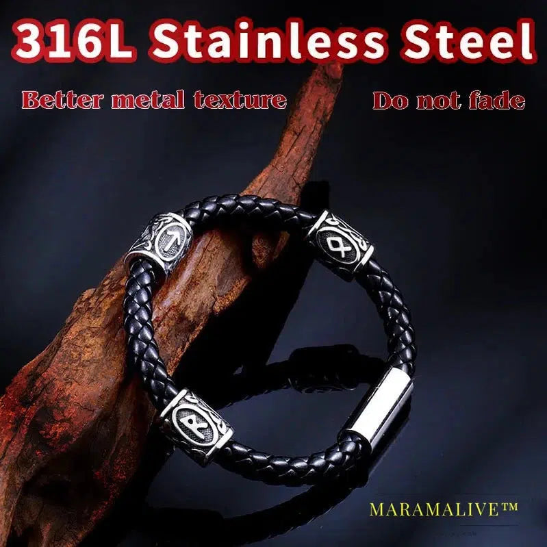 Stainless Steel 24pcs Runes Charms Beads Norse Viking Pagan Aromatherapy Amulet Odin DIY Bracelets Bangles jewelry