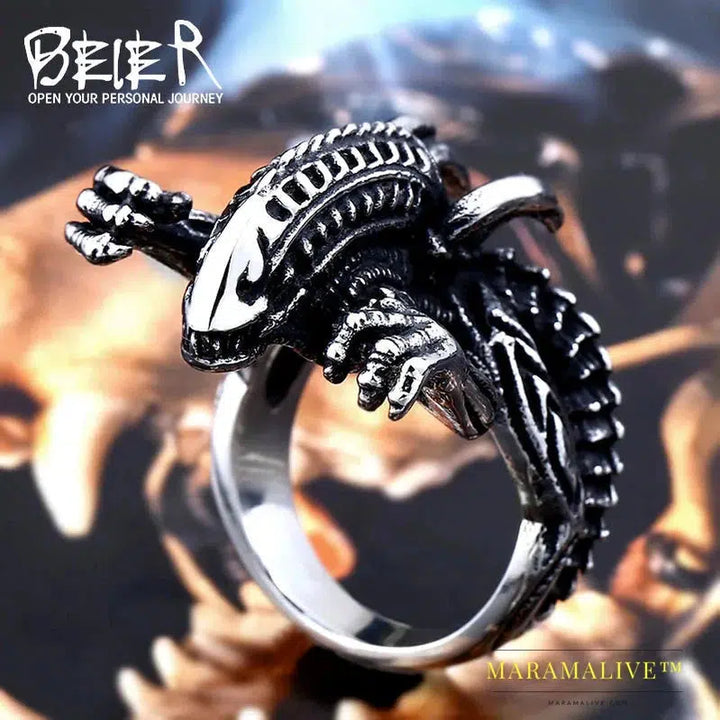 Stainless Steel Alien Predator Finger Rings For Men alien Predator high quality jewelry