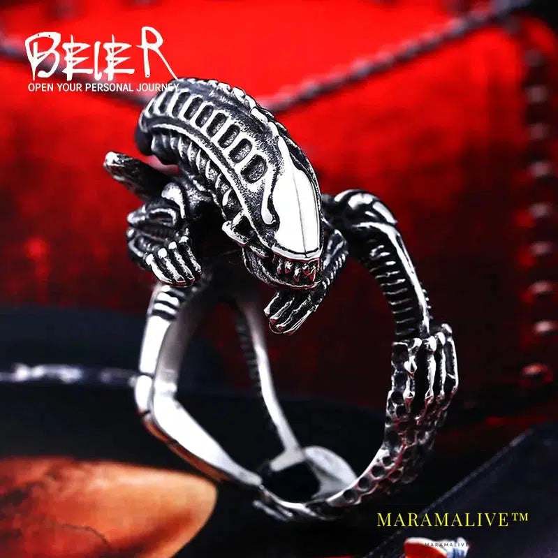 Stainless Steel Alien Predator Finger Rings For Men alien Predator high quality jewelry