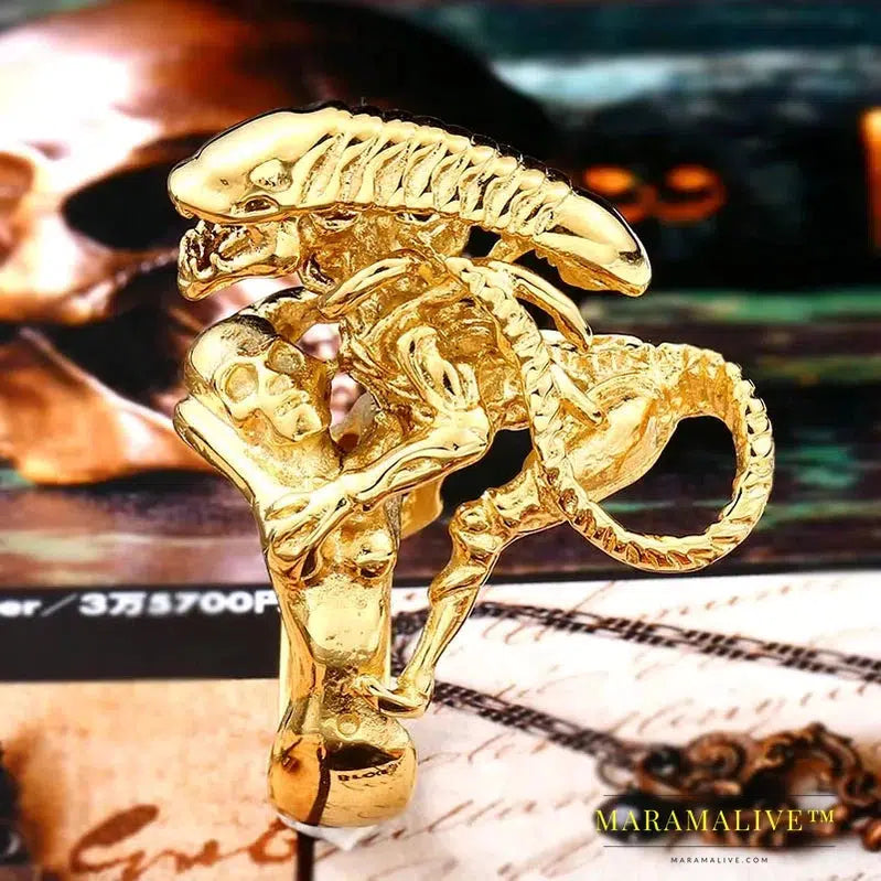 Stainless Steel Alien Predator Finger Rings For Men alien Predator high quality jewelry