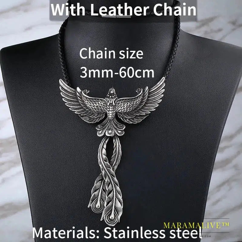 Stainless Steel Charm Phoenix Pendant China Mythological Bir Animal Pendant High-quality Jewelry Gifts