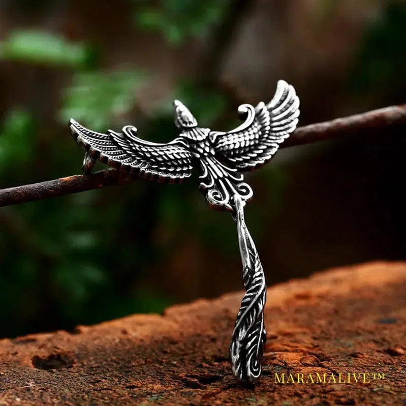 Stainless Steel Charm Phoenix Pendant China Mythological Bir Animal Pendant High-quality Jewelry Gifts