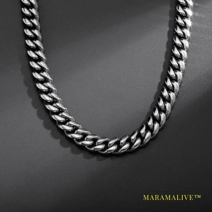 Stainless Steel Cuban Chain Necklace Hip Hop Silver Color Necklace Jewelry For Men