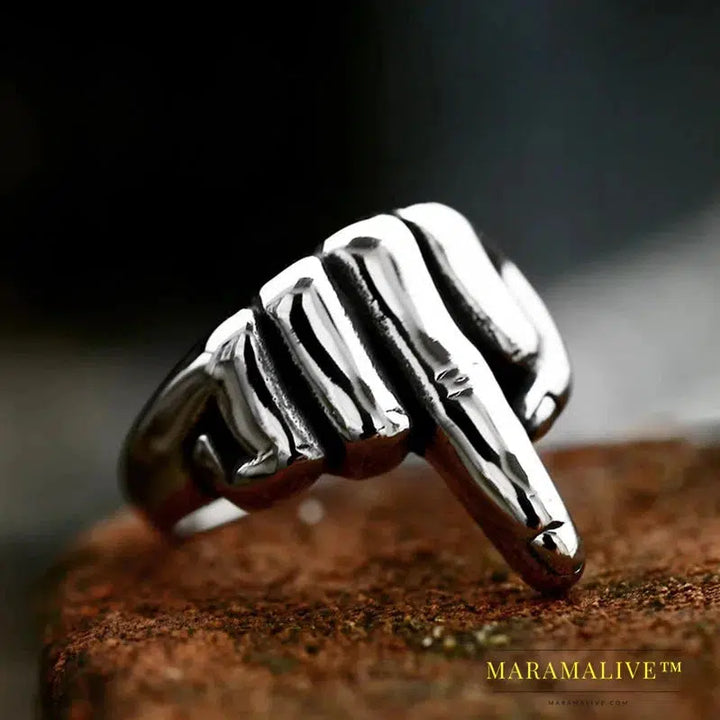 Stainless Steel Finger Bones Men's Ring Punk Skull Party High Quality Jewelry