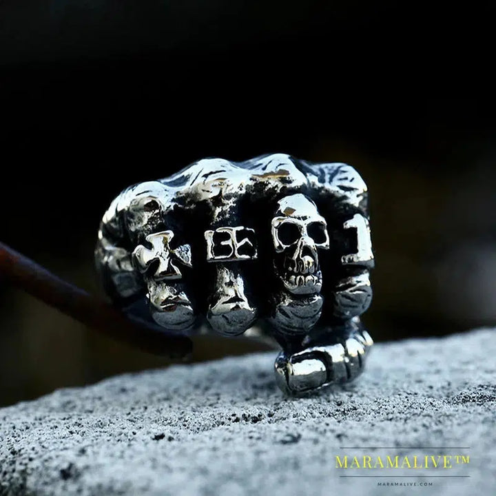 Stainless Steel Finger Bones Men's Ring Punk Skull Party High Quality Jewelry