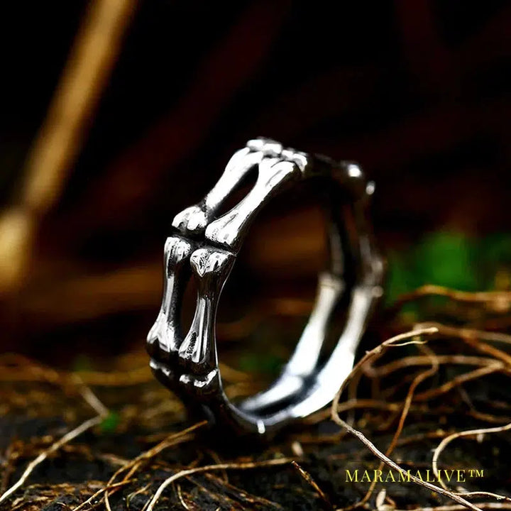 Stainless Steel Finger Bones Men's Ring Punk Skull Party High Quality Jewelry