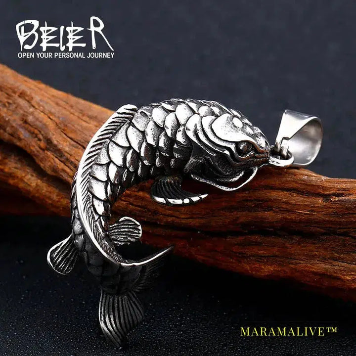 Stainless Steel Koi Fish Pendant Men Goldfish Necklace Pendant Ocean High-quality jewelry