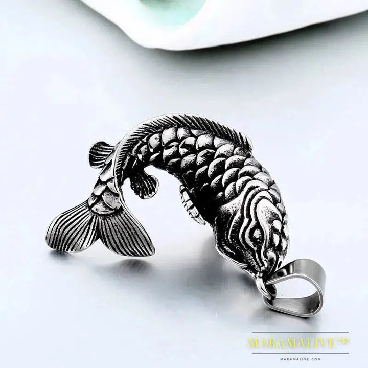 Stainless Steel Koi Fish Pendant Men Goldfish Necklace Pendant Ocean High-quality jewelry