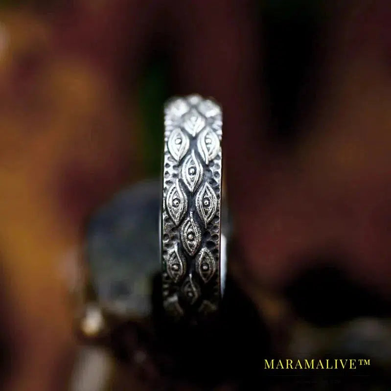 Stainless Steel Men's Ring Mythology Carved Eyes Ring For Men Cool Rock