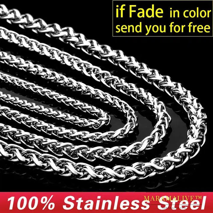 Stainless Steel Necklace Trendy Chain Necklace Boy Men's Necklace Chain Silver Color