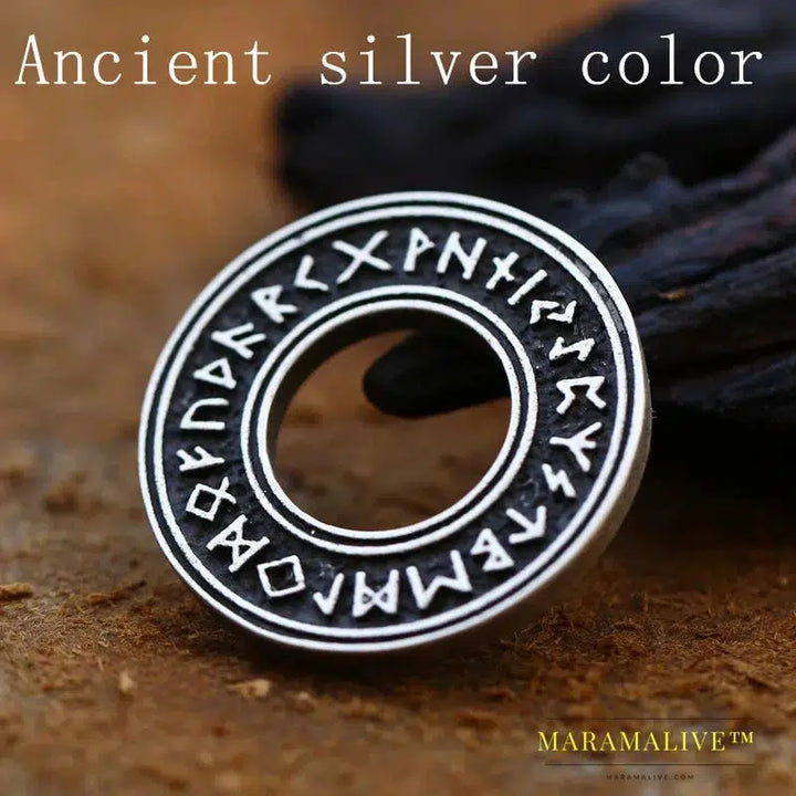 Stainless Steel Nordic Amulet Necklace Round Pendant Viking Rune Pirate Men's Pendant High Quality Jewelry